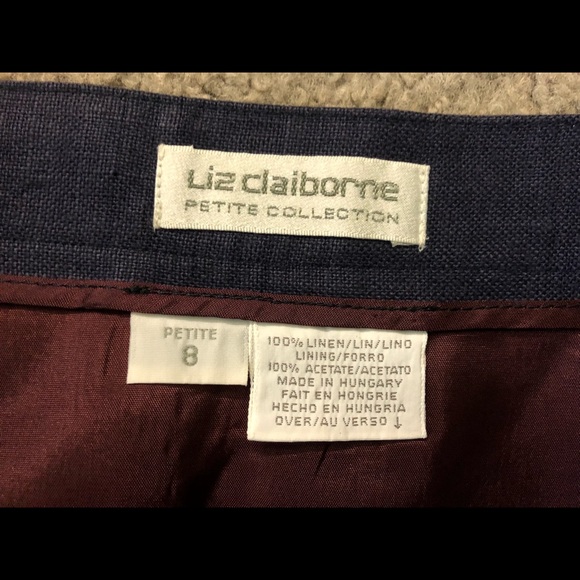 Liz Claiborne 100% Linen Skirt Sz 8P Pencil Straight Pockets - Picture 10 of 12